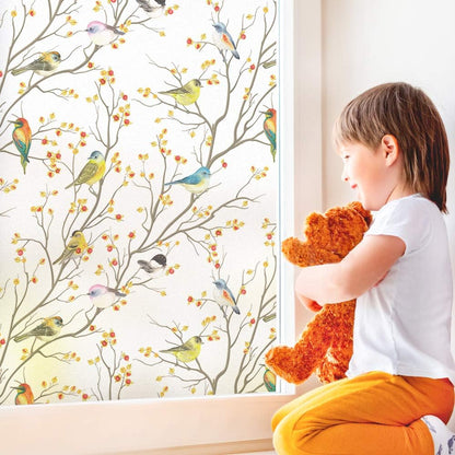DKTIE Window Privacy Cling Film with Installation Tools - Non-Adhesive Frosted Bird Coverings for Bathroom