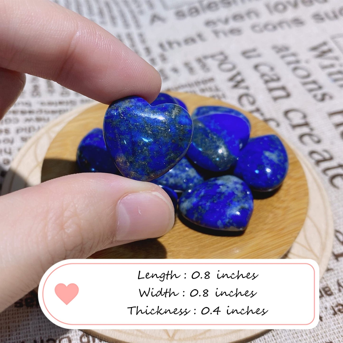 10 PCS Lapis Lazuli Natural Heart Crystals Set Thicken Heart Shaped Polished Stones Palm Love Gemstones Bulk Wholesale Reiki Energy Balancing Meditation Carved Palm Worry Stone Gift