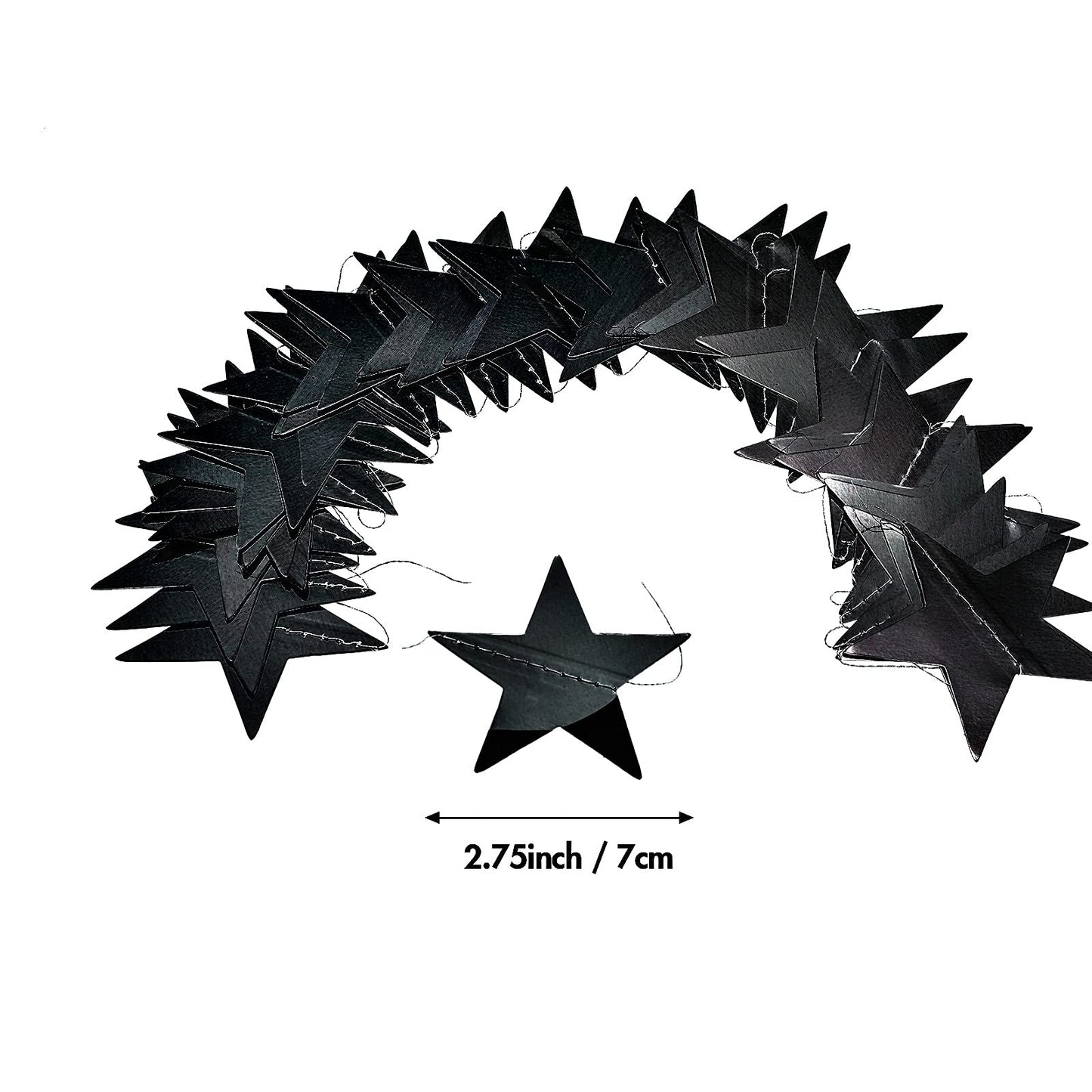 Patelai 130 Feet Glitter Star Garland Banner 2026 Party Decoration Double Side Star Hanging String Streamer Paper Twinkle for Graduation Wedding Birthday (Black)