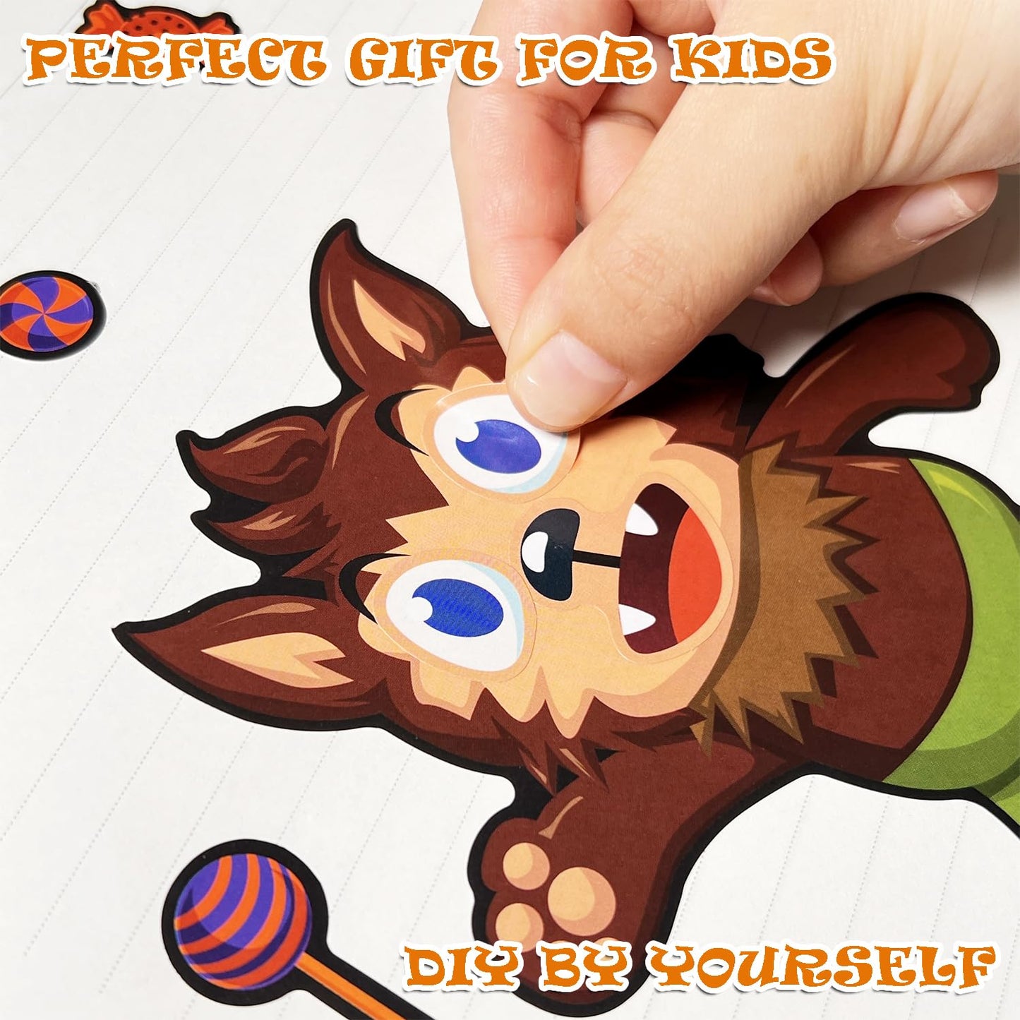 Aowplc 64 Sheets Halloween Party Games Stickers for Kids Make Your Own Stickers with 16 Different Designs Cute Halloween Party Favors Crafts Supplies