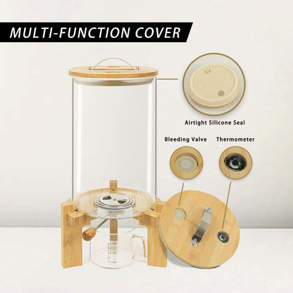 L'ÉPICÉA Glass Rice Dispenser with Bamboo Stand, Large Airtight Rice Storage Container, Cereal/Grain/Coffee Bean/Dry Food Dispenser Countertop, Rice Holder, Rice Bin