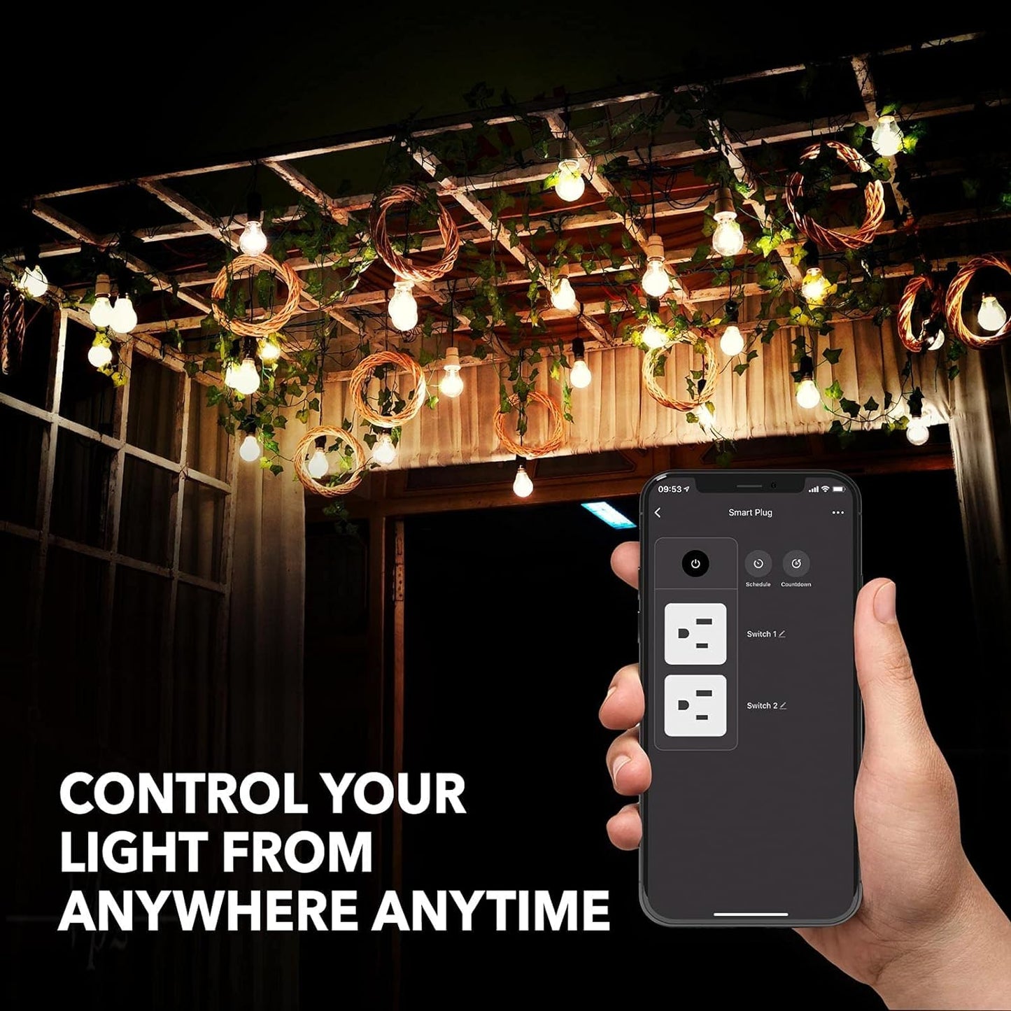 BN-LINK Smart Dimmer Plug, WiFi Outdoor Dimmer for String Lights, LED, Filament, Halogen lamp, APP Remote Control and Google Assistant, Alexa Outdoor Smart Plug, Requires 2.4 GHz Wi-Fi, Waterproof