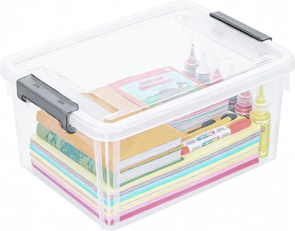 Citylife 17 QT Plastic Storage Bins - Stackable Latching Containers for Organizing Home & Garage