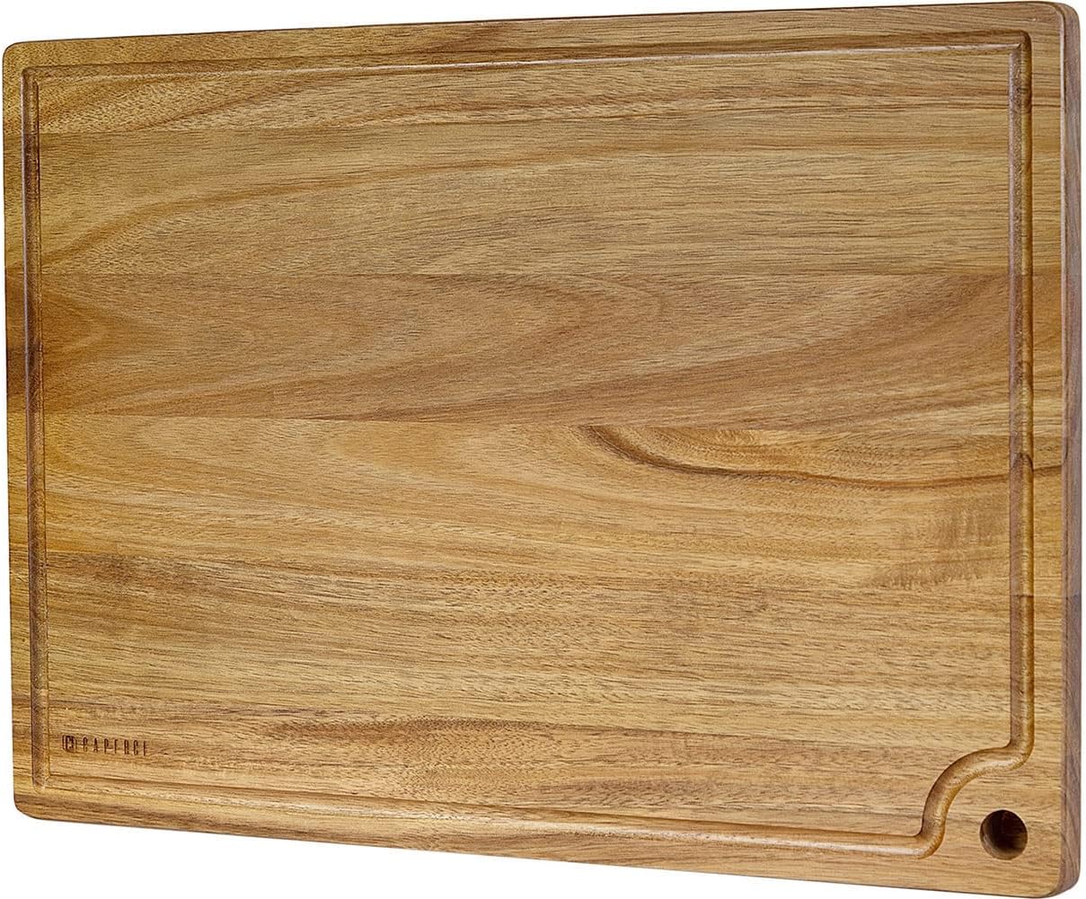 20 14 Inch Extra Large Acacia Wood Cutting Board x - Caperci Better Kitchen Chopping Board with Juice Groove & Handle