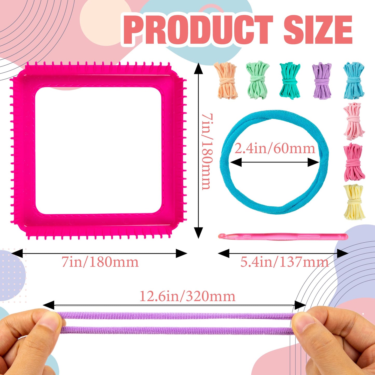 Funria 800 PCS Weaving Loom Refill Loops Adults Elastic 8 Colors Durable Pot Holder Loom Kit for DIY Craft Projects Potholder Making Rainbow Color