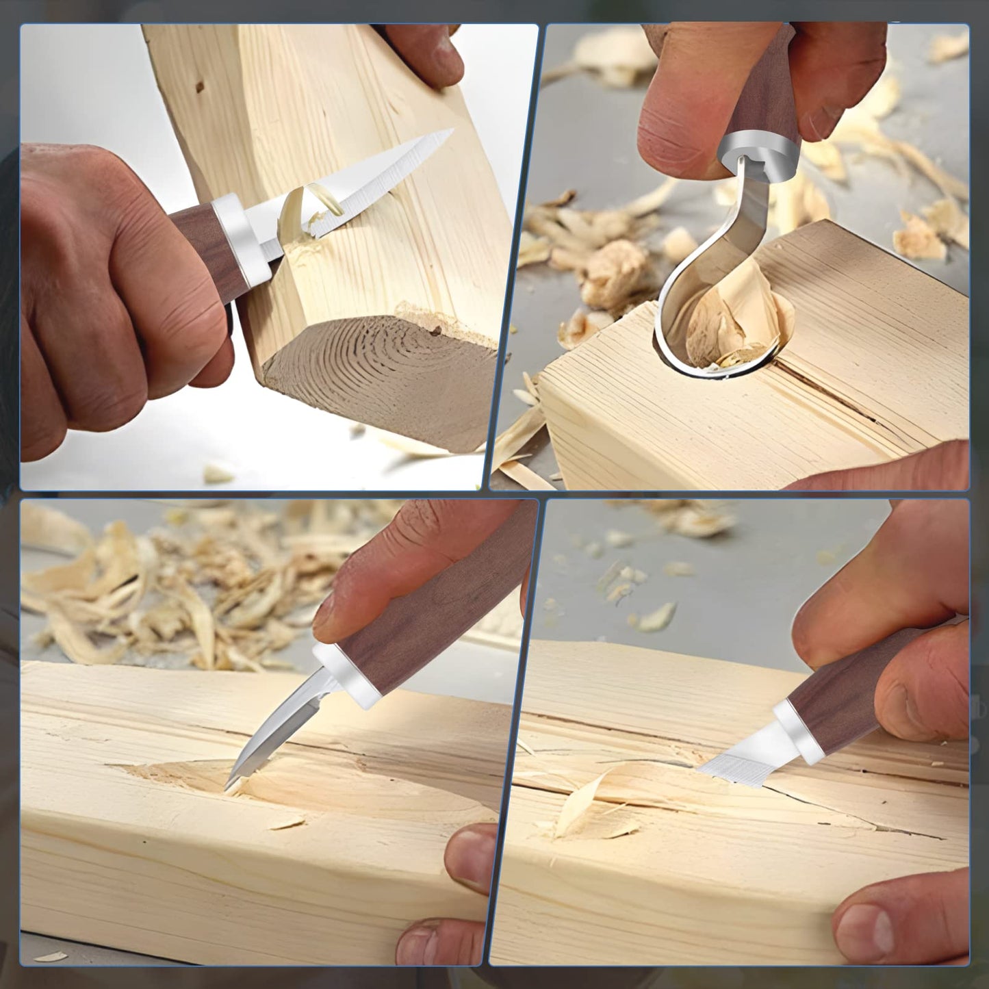 VIBRATITE Wood Carving Tools Kit, 19 PCS Wood Carving Knife Set with Spoon Blanks, Whittling Knife, Wood Whittling Kit for Beginners, Kids, Adults Woodworking DIY