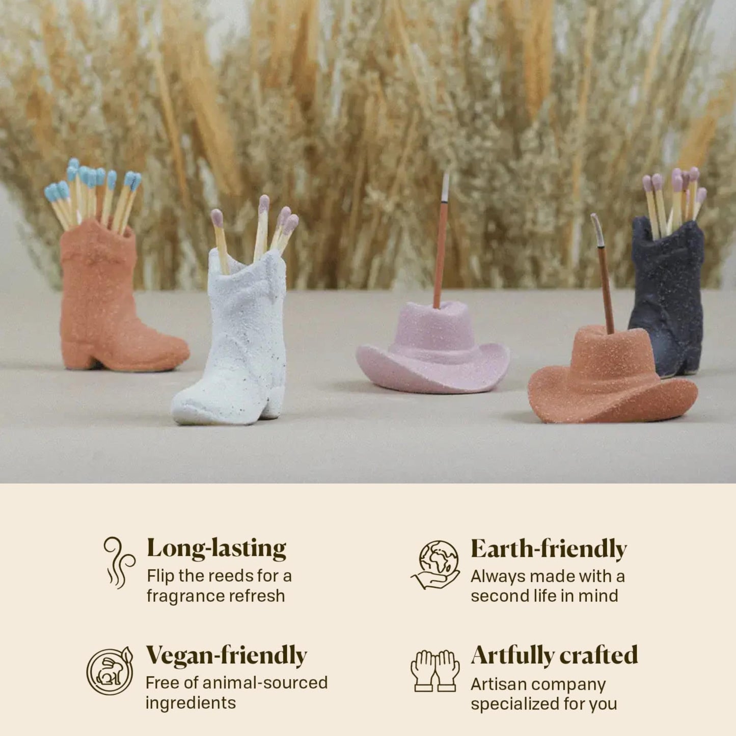 Paddywax Nashville Cowboy Boot Candle Collection Scented Soy Wax in Ceramic Vessel, Home Décor Candle for Living Room, Bedroom & Office, Western Inspired, 6 oz, Cactus Flower