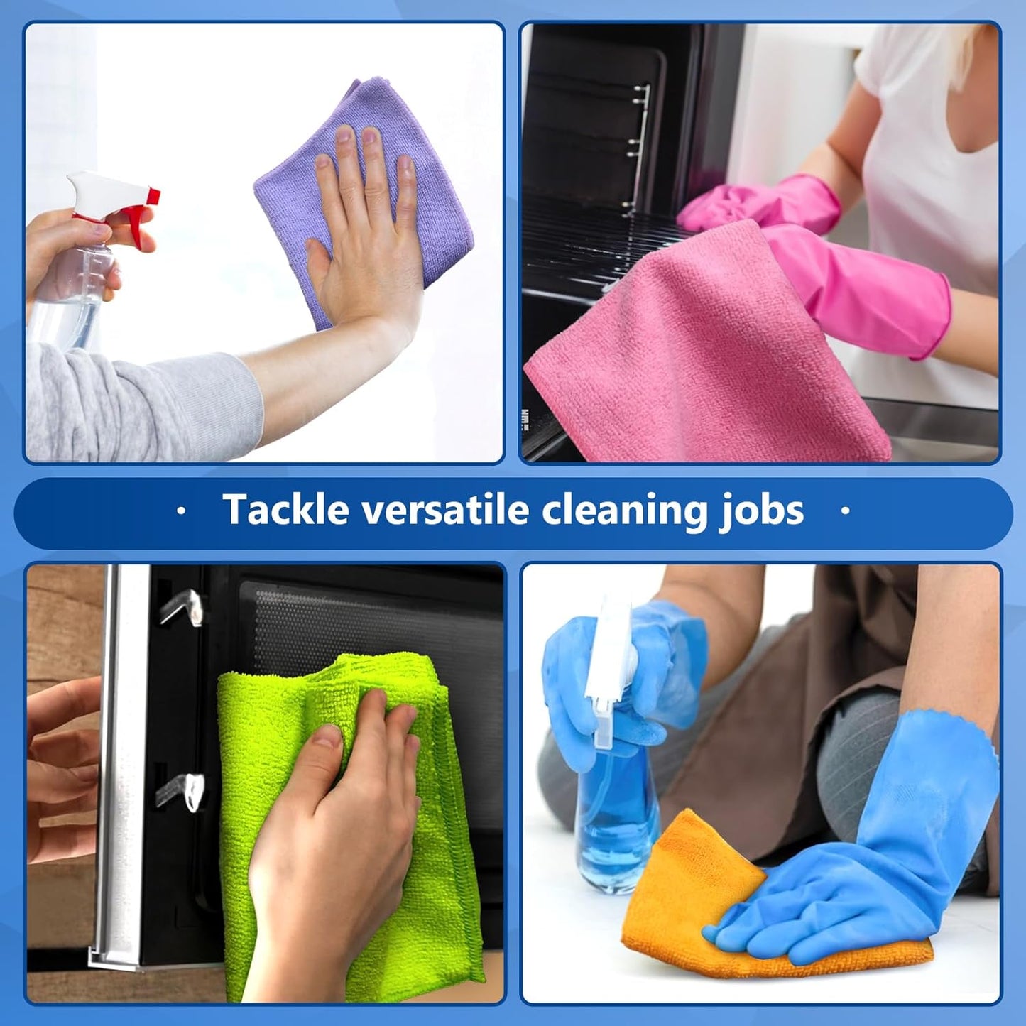 5 (10-Pack,12"X12") FGSAEOR Microfiber Cleaning Cloth, All Purpose Cleaning Rag - Ultra Absorbent Microfiber Towel