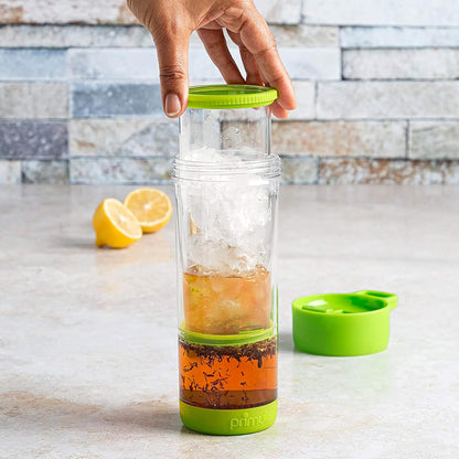 Primula Press and Go Iced Tea Maker, 16-Ounce Travel Tumbler, Green Infuser Bottle, Leak-proof Lid, Dishwasher Safe
