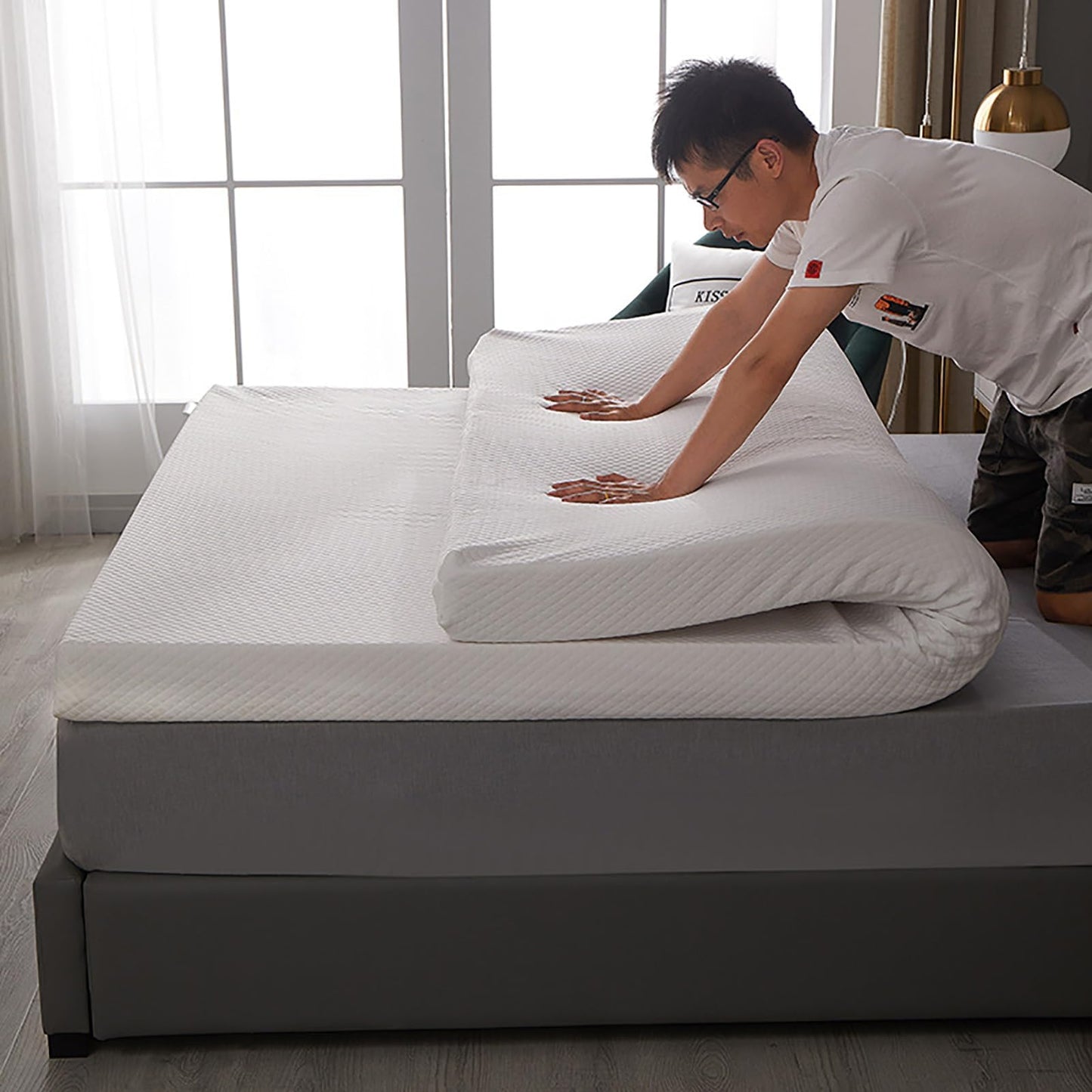 BIRJXVTO Natural Latex Mattresses, Premium Supporting Bed Pads with Luxurious Softness,Breathable and Comfortable Bed Toppers,2in,100x200cm(39x79in)