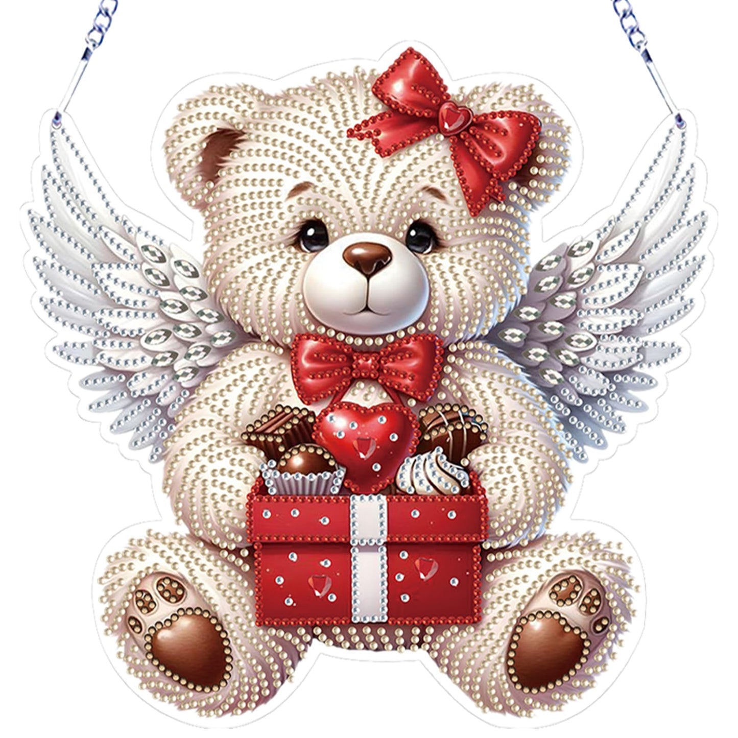 C'eitura 5D Diamond Art Hanging Ornament - DIY Crystal Paint by Diamond Kit, Angel & Bear Pattern Gem Art for Home Wall Decor, Unique Birthday for Her, Wife, Girlfriend