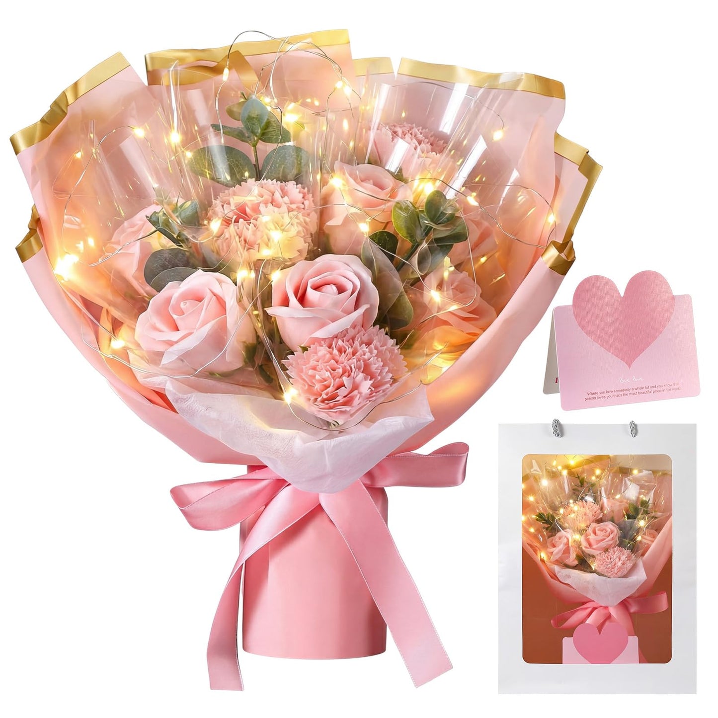 Thiccywoov Mother's Day Flower Bouquet Kit for Her 2026 DIY Artificial Flower Bouquets Rose Bouquet Gift with Bag for Birthday, Anniversary Present for Wife Grandma