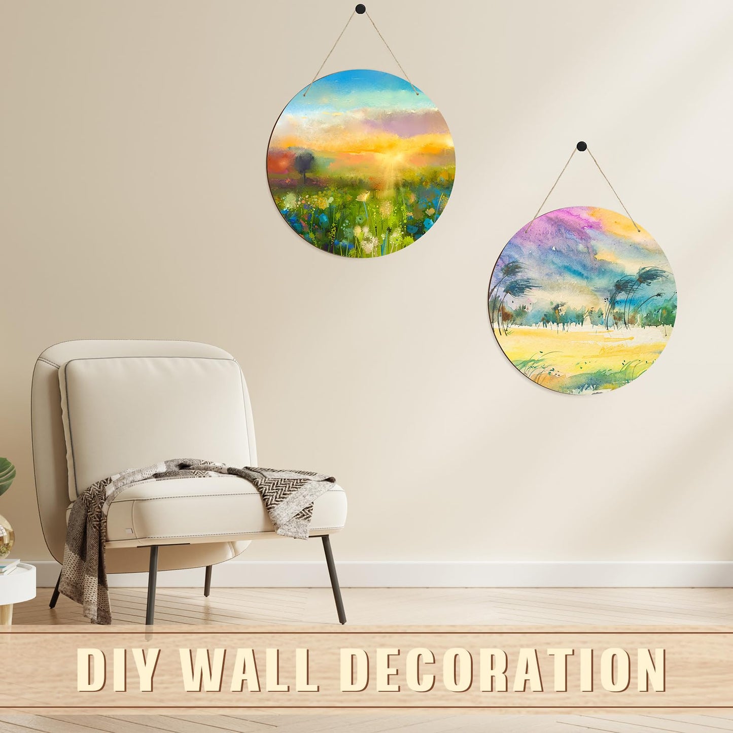Suzile 10 Pcs 18 Inch Round Wood Circles for Crafts Unfinished Wooden Blank Signs Wood Circles for Craft Round Wood Disc for DIY Valentines Gift for Home Decor Painting