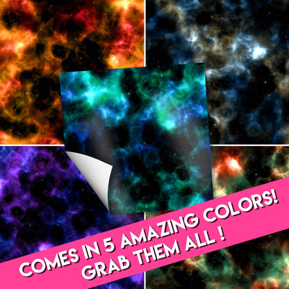 Craftopia Cricut Vinyl Squares |12 x 12-Inch| Galaxy Space Patterned Sheets for Design Transfers DIY Crafts, Scrapbooking - Glitter Vinyl Permanent Adhesive Decorative Supplies for Decals & Signs