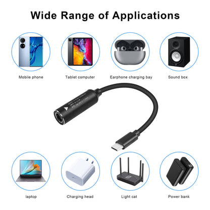 GINTOOYUN PD65W DC5525 to USB-C Charging Cable DC5.5mmx2.5mm Round Female to Type-C Charger Power Adapter Cable for Laptops,Mobile Phones,Tablets, Rechargeables,etc(7Inch)