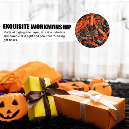 ZEBMOON 2 LB Black Orange Crinkle Cut Paper Shred Filler Great for Gift Wrapping, Halloween Basket Filling, Birthday, Wedding, Thanksgiving, Graduation, New Year Party Decorations Filling Supplies