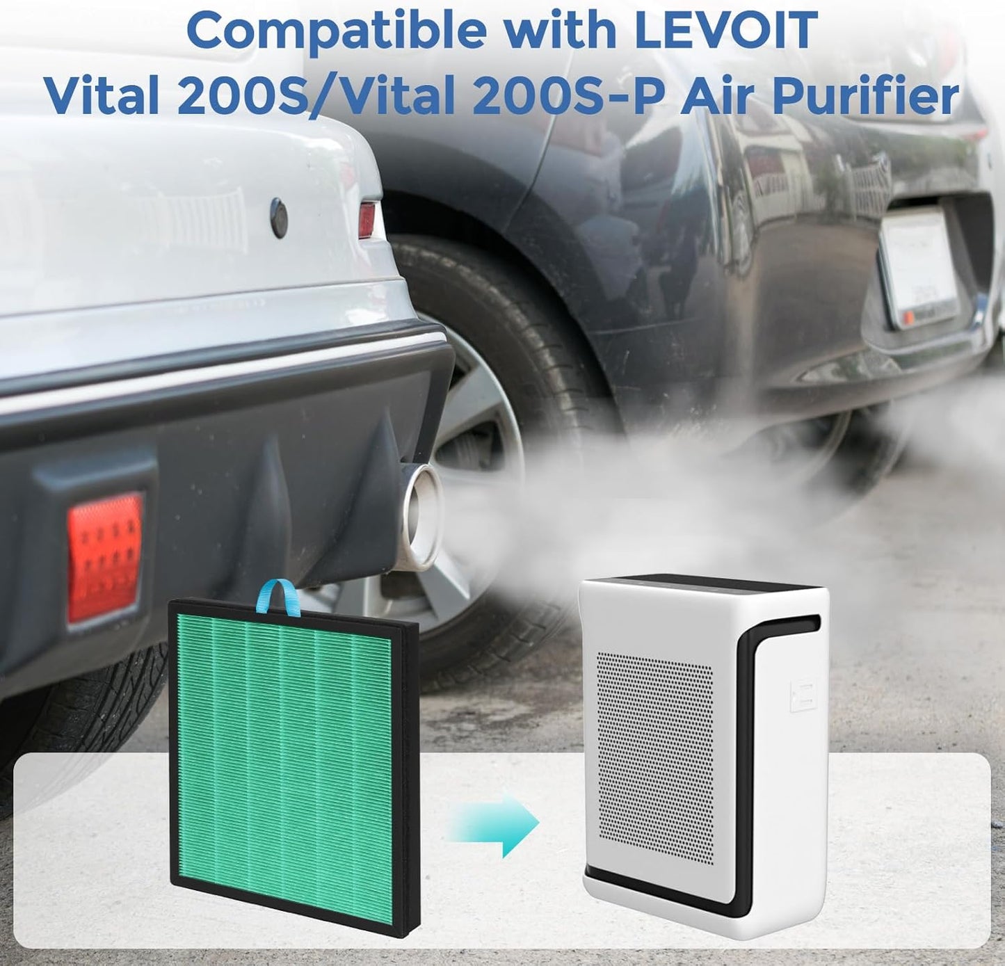 Vital 200S Replacement Filter, Compatible with LEVOIT Vital 200S Air Purifier, 3-in-1 H13 True HEPA, 2-Pack