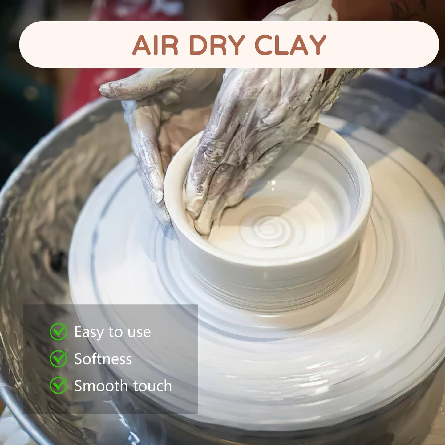 10LBs Natural Air Dry Clay Bulk, VIBRATITE All-Purpose Modeling Sculpting Pottery Clay with 40Pcs Pottery Tools Kit for Beginners and Professional (White)