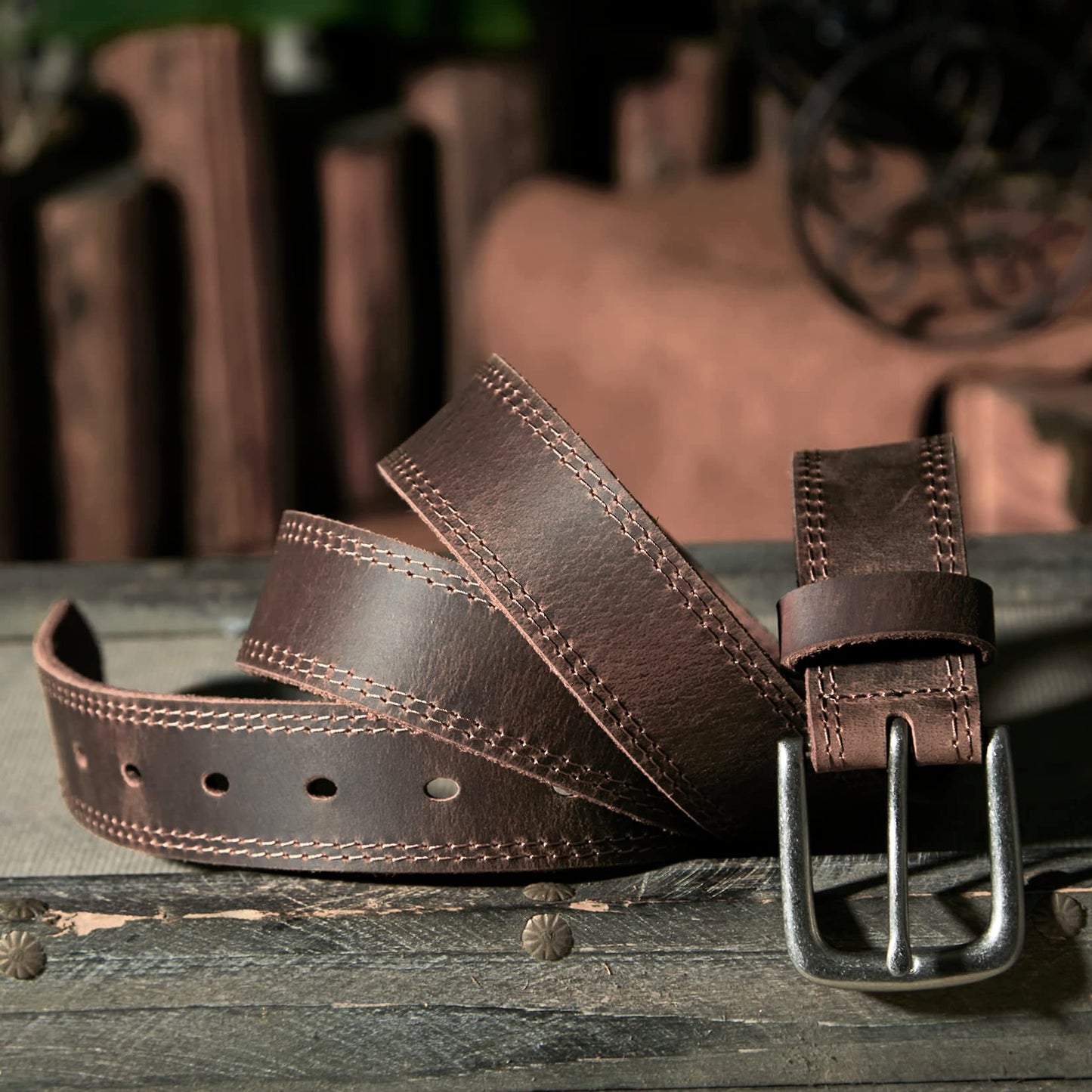 VATAN Men's Genuine Leather Casual Every Day Jeans Belts, Handmade Men Leather Belt with Gift Box, 36 (Fit Waist 34)