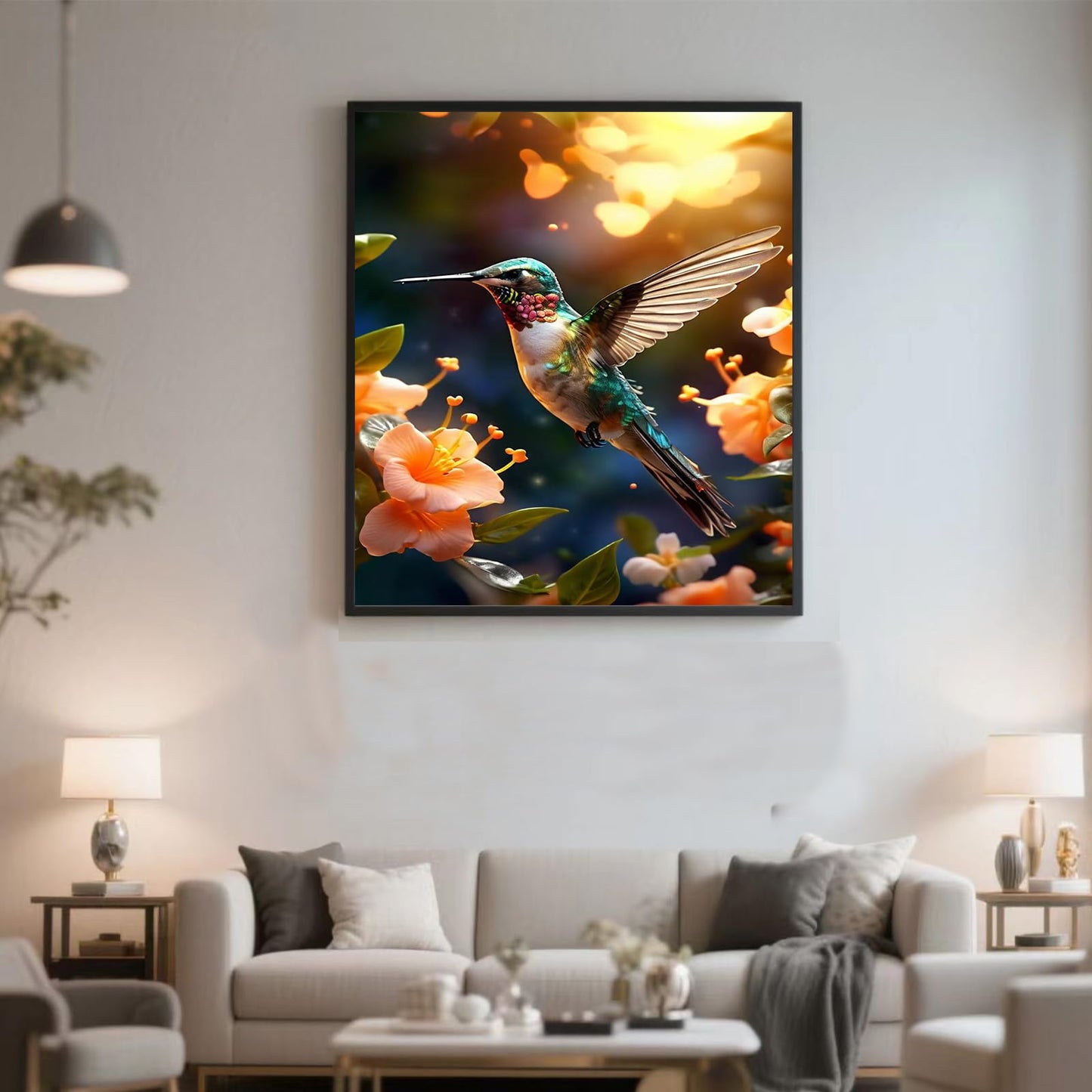 Lvmuu Large Hummingbirds Diamond Painting Kits for Adults, 5D Flowers DIY Full Square Drill Diamonds Art Sets for New Beginner, Paint with Diamonds Beads Art Craft Home Decoration 16x20in