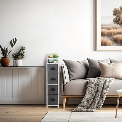 HAITRAL Narrow Dresser - 4 Drawers Slim Fabric Storage Cabinet with Removable Drawers for Laundry, Closet, Living Room