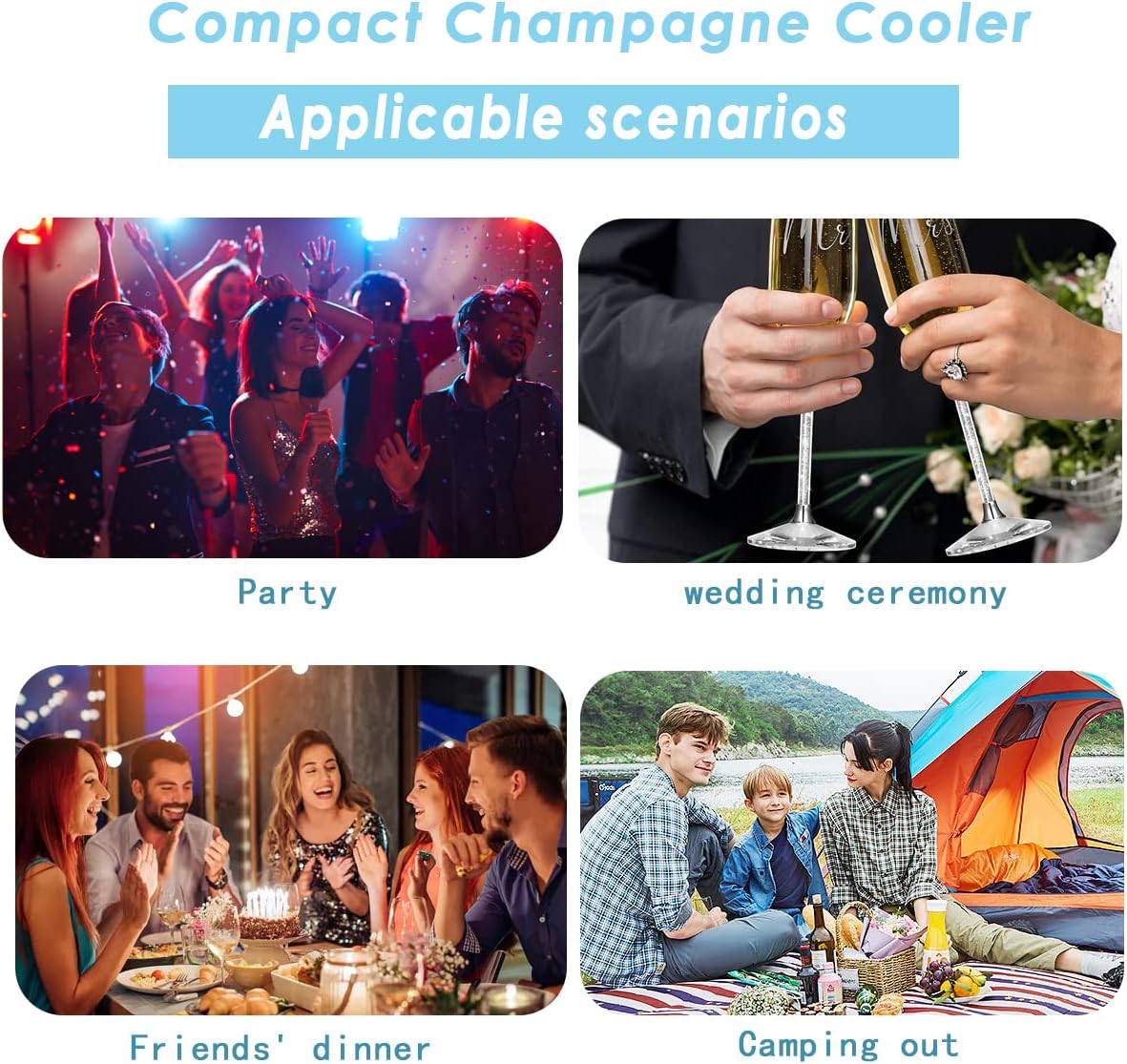 Wine Cooler Sleeve with Protector - Instant Cooling for Red, White, Champagne, or Sparkling Wine (2 pcs)