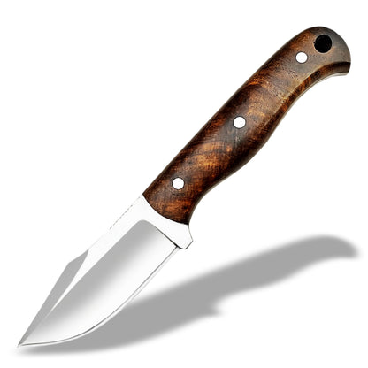 Forntier Swords Custom Handmade Hunting Knife - 7" Bushcraft Fixed Blade EDC Knife D2 Steel Blade, Rosewood Handle, With Leather Sheath