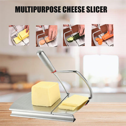 EVER FOUND Stainless Steel Cheese Slicers for Block Cheese Heavy Duty-Multipurpose Cheese Cutter Board with Sharp Knife, Precision Scale and Anti Slip Rubber Pads for cutting Block Cheese & Much More