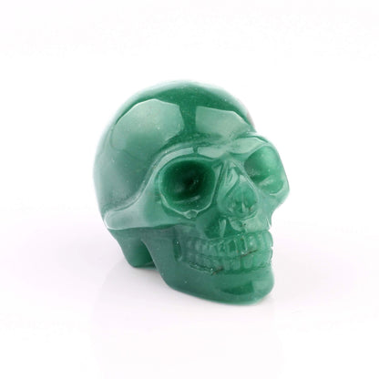 50mm Green Aventurine Carved Skull Crystal Reiki Healing Statue Collectible Figurine Charka Stone