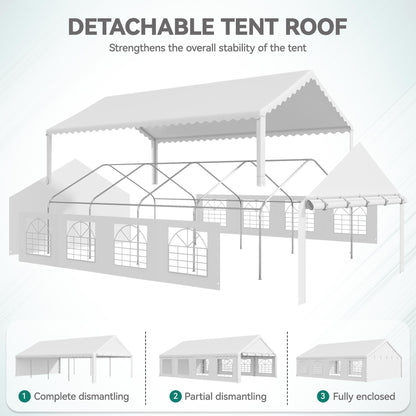 YITAHOME 20x30FT Party PVC White Tent Heavy Duty Wedding Event Shelters Upgraded Galvanized Ripple Canopy with Large Roof Removable Sidewalls & 2 Storage Bags 600D Oxford for Outdoor Weddings, BBQ