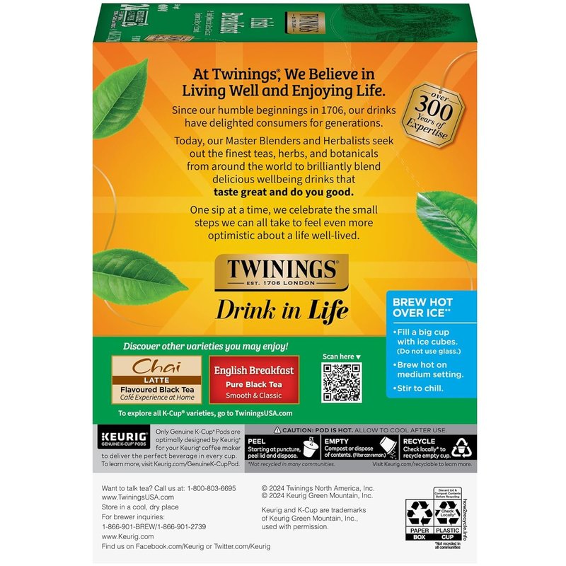 Twinings Irish Breakfast Tea K-Cup Pods for Keurig, Caffeinated Black Tea, Robust, Strong, Bold Flavour, 24 Count (Pack of 2), Enjoy Hot or Iced