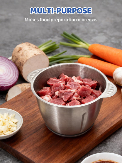 iRIITCH Food Processors, Electric Food Chopper with Meat Grinder & Vegetable Chopper - 2 Bowls (10 Cup+5 Cup) with Powerful 500W Copper Motor - Includes 2 Sets of Bi-Level Blades for Fruits/Meat/Nuts