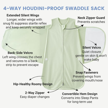 Skiennix Houdini Proof Baby Sleep Sack - Transitional Swaddle for Newborns 0-6 Months | 1.0 TOG