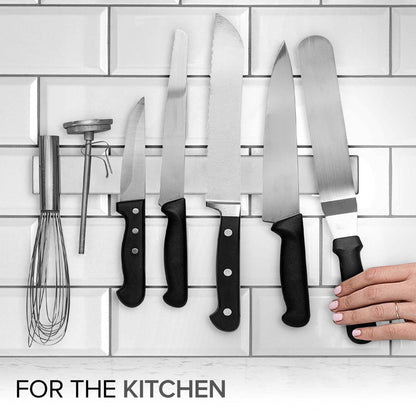 Modern Innovations 12 Inch Stainless Steel Magnetic Knife Bar with Multipurpose Use as Knife Holder, Knife Rack, Knife Strip, Kitchen Utensil Holder, Tool Holder, Art Supply Organizer, Home Organizer