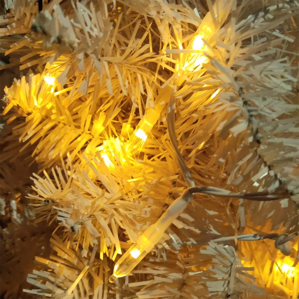 18ft 50 2 Pack Outdoor String Lights with Timer - Battery Operated LED White Wire for Indoor/Outdoor Wedding Party