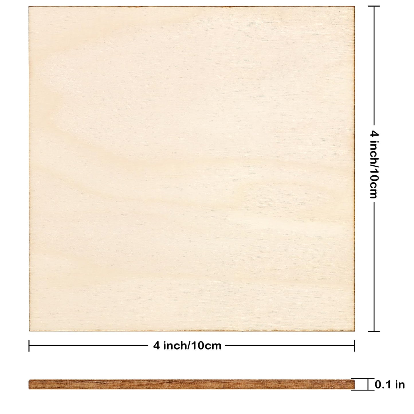 Blisstime 50PCS 4x4 Inch Wood Squares Unfinished Square Wood Pieces for Crafts,Painting, Writing, DIY Supplies, Engraving and Carving, Home Decorations (4x4 Inch 50Pcs)