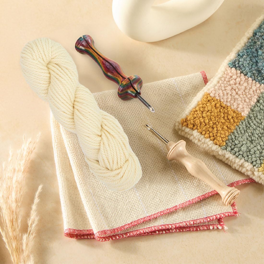 The Oxford Company Violet Jane 100% Wool, 3-Ply Solid Rug Yarn | 4-Ounce Skein (Natural undyed)