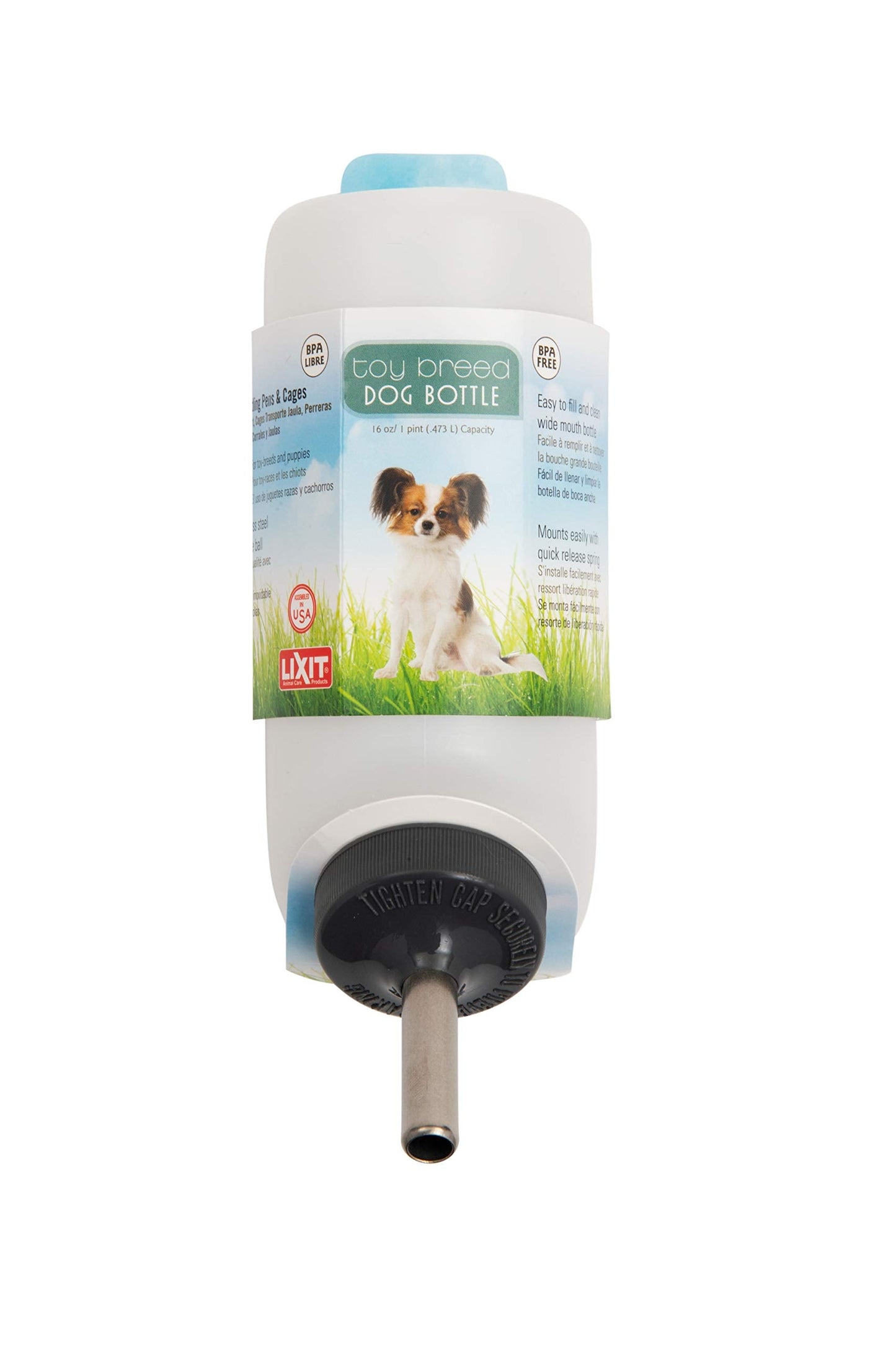 Lixit Wide Mouth Water Bottles for Large and Small Dogs (16oz Small Dog, White)