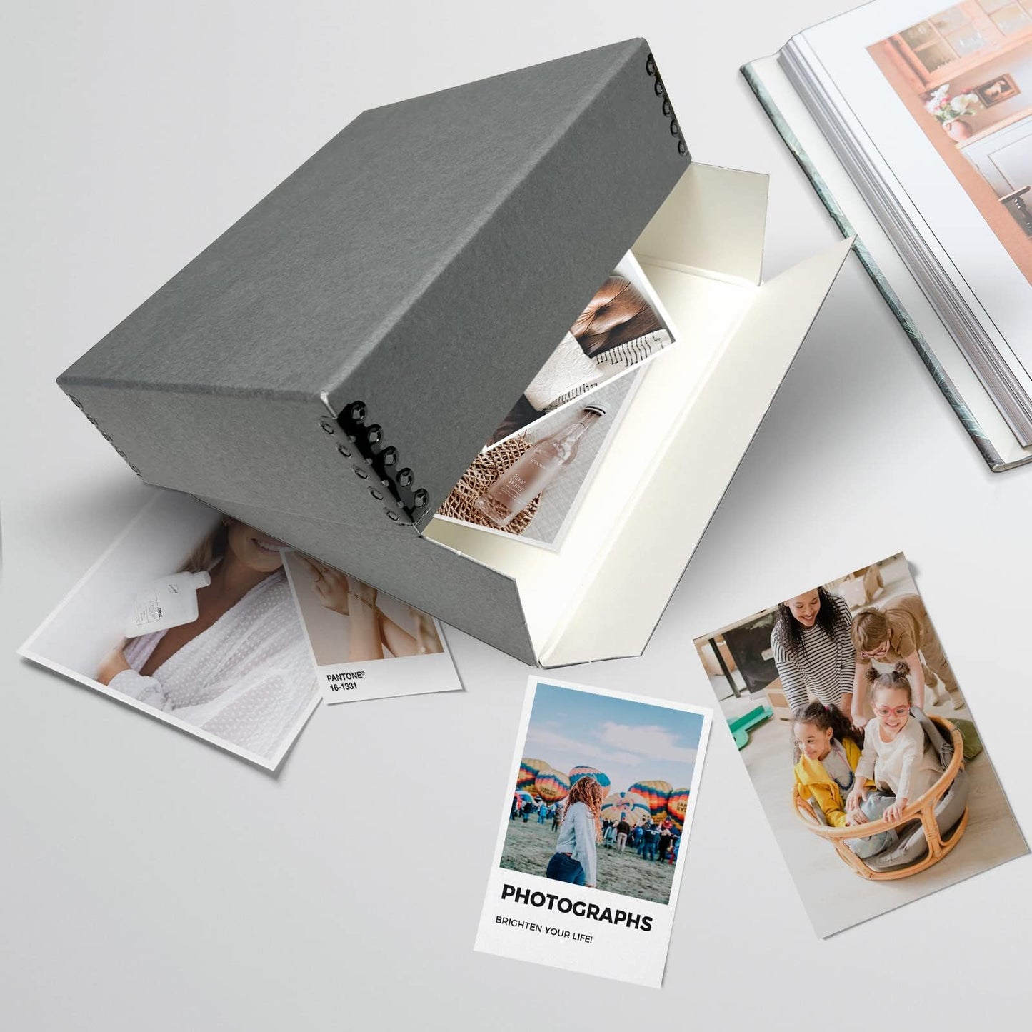 Lineco Museum Archival Storage Box, 8.75x10.75x3 in. Drop Front Design. Acid-Free with Metal Edge. Organize Photos, Pictures, Prints, Documents, Crafts, DIY. Gray, 1 Pack