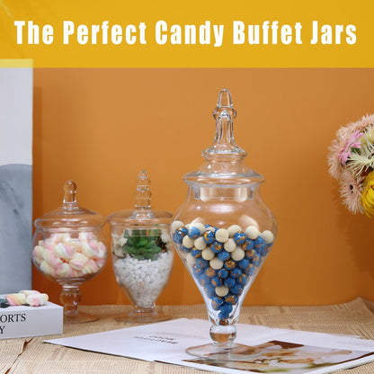 REFSAVER Apothecary Jars Glass Decorative Candy Jars,Candy Buffet Display, Elegant Storage Jar, Decorative Wedding Candy Organizer Canisters Style B