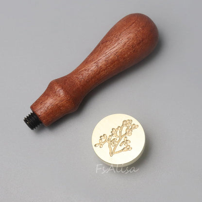 fsalisa 6 Pcs Flower Leaf Sealing Wax Stamps Copper Seals + Wooden Hilt, Seal Stamp Kit with Gift Box for Invitations Cards Letters Envelopes Wine Packages (Botanical Set#-2)