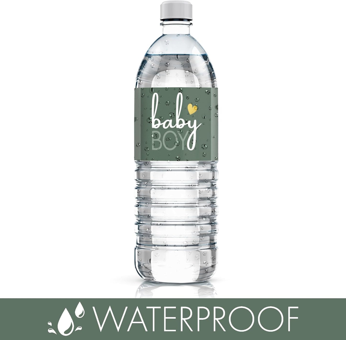20 Count DISTINCTIVS Green Its a Boy Baby Shower Water Bottle Labels, Baby Shower Waterproof Stickers for Water Bottle