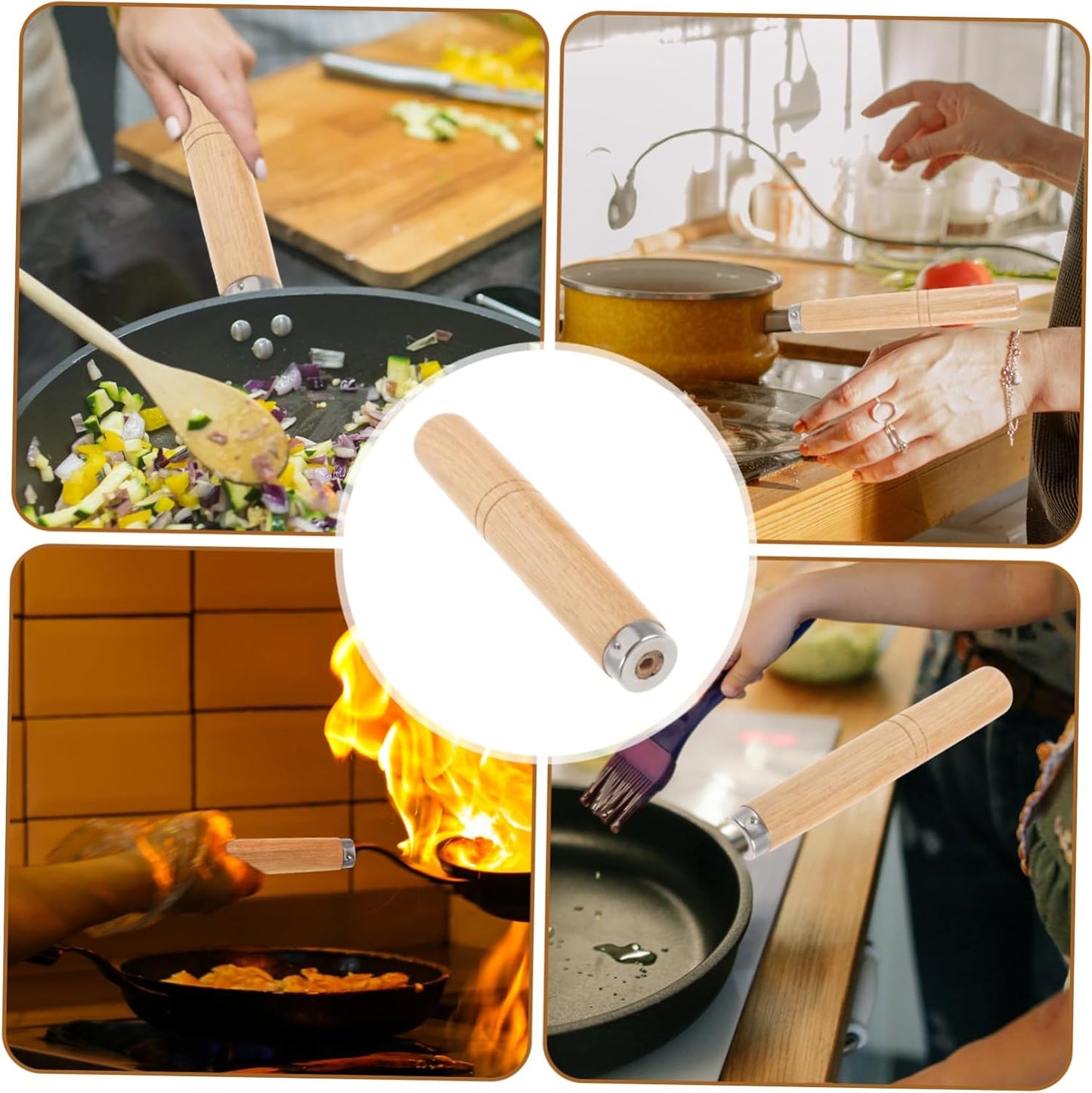 Uonlytech Stockpot Handle, Wooden Wok Handle Replacement for Frying Pan and Cookware