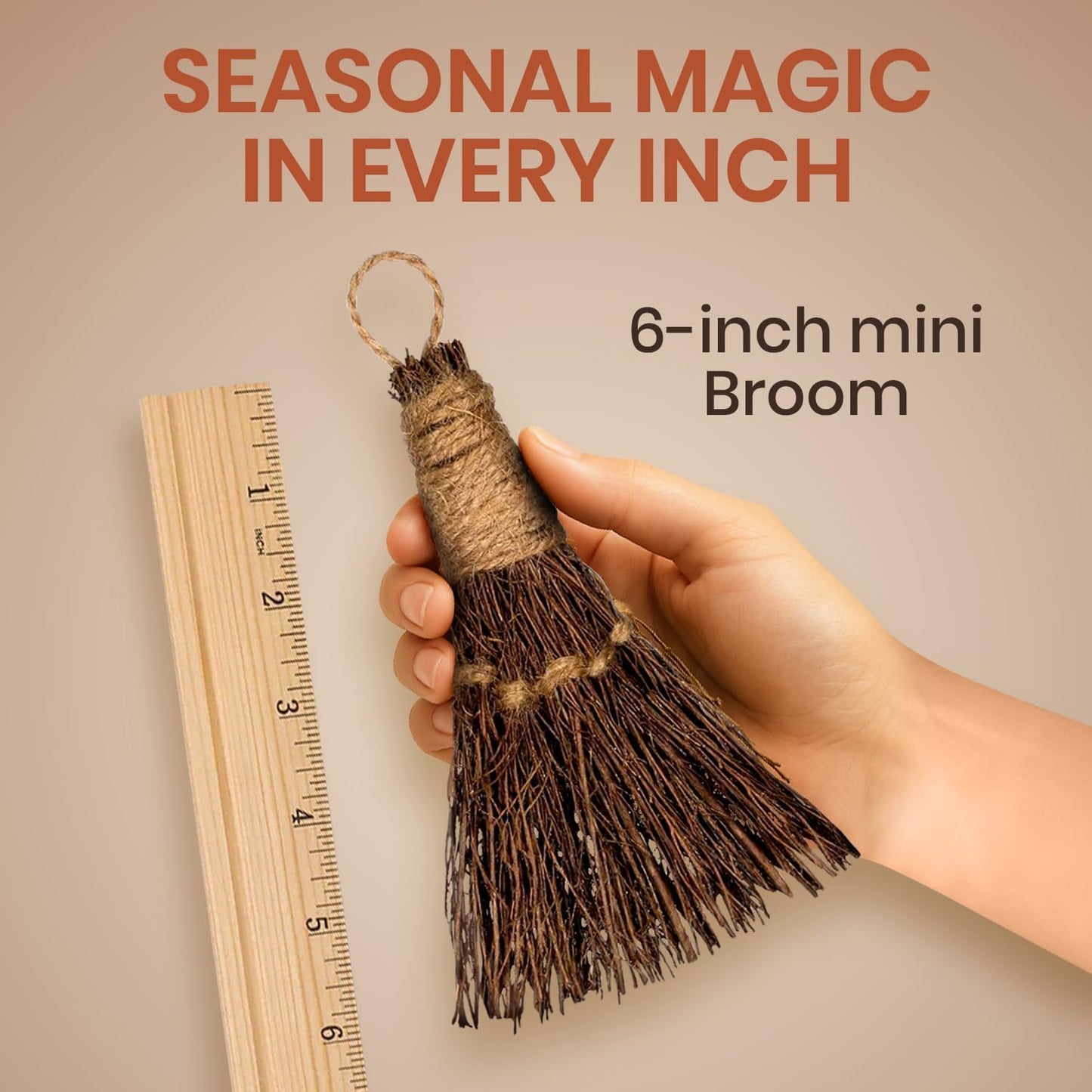 Cinnamon Broom - Cinnamon Scented 6in (3 Pack) Mini Broomsticks - Decorative Broom for Door Protection