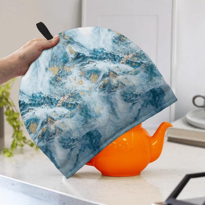 Hudotybom Marble Print Tea Cozy - Insulated Large Teapot Cover, Machine Washable for Kitchen Home Decorations