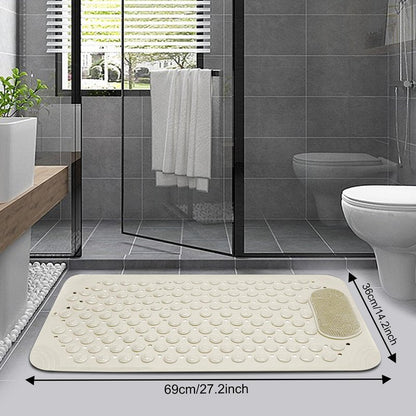 Bathtub Mat 27x14 inch Non Slip Shower Mat with Suction Cups, Anti Slip Shower Mat with Drain Holes Foot Scrubber, Machine Washable Bath Tub Shower StallMat (Khaki)