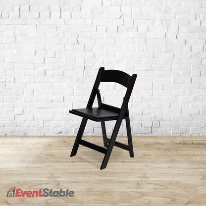 EventStable Titan PRO Resin Folding Chair - Black Indoor/Outdoor Lightweight Foldable Chair - Vinyl Padded Folding Chair for Weddings Parties Events - 50 Pack