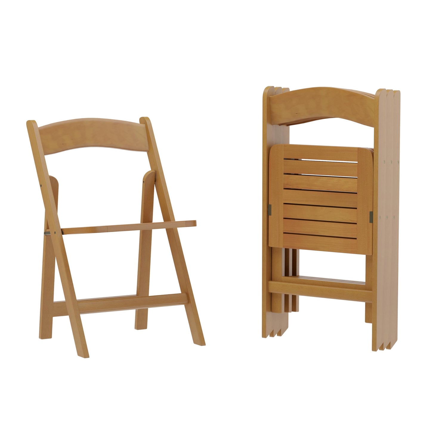 Flash Furniture Holden Commercial Solid Wood Dining Chair, Foldable Design, Solid Beechwood Frame, Curved Back, Mortise & Tenon Construction, Set of 4, Oak