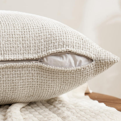 MIULEE Pack of 4 Couch Throw Pillow Covers 18x18 Inch Neutral Soft Decorative Chenille Pillow Covers Farmhouse Boho Cushion Covers for Mid Century Modern Home Decor Sofa Bedroom Living Room