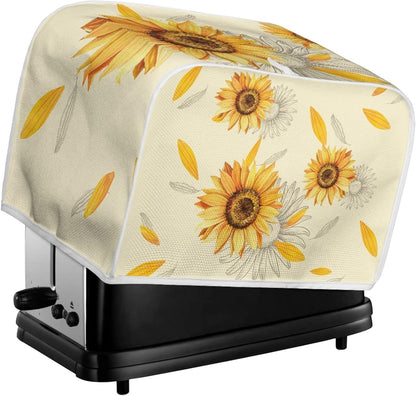 Sunflowers Toaster Cover, 4 Slice Appliance Dust Cover, Flower Theme Kitchen Small Appliance Covers, Fits Long Slot